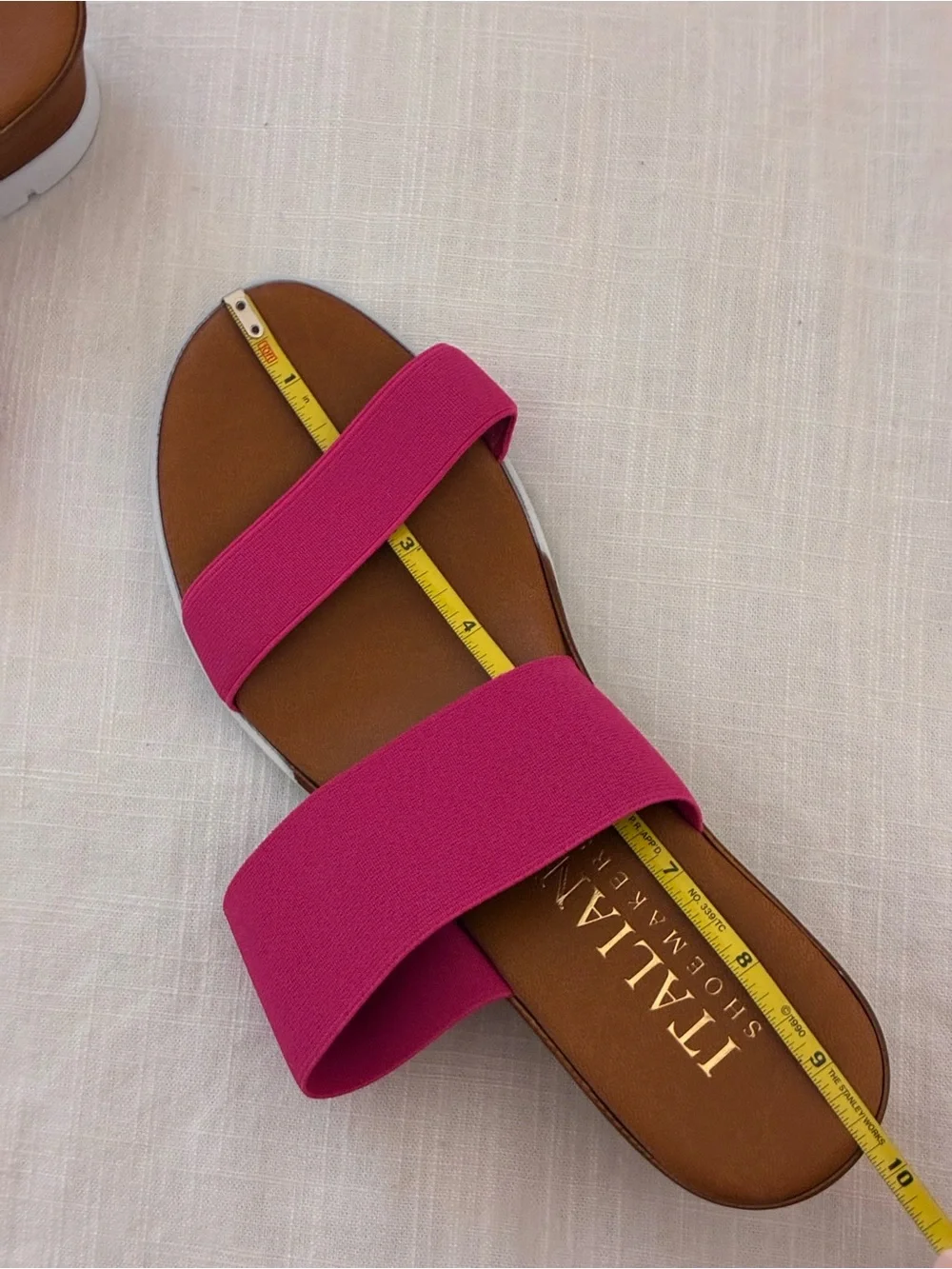Italian Shoemakers | Like new pink stretch chic  2 strap wedge sandals size 8